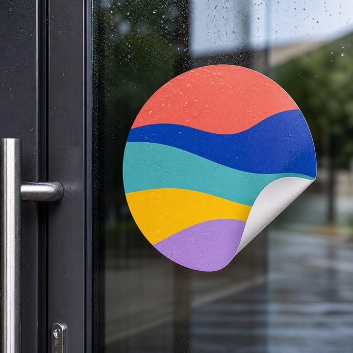 Yağmurlu cam yüzeye uygulanmış dış mekân folyo sticker
